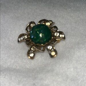 Vintage Elegant Green and Gold Turtle Brooch